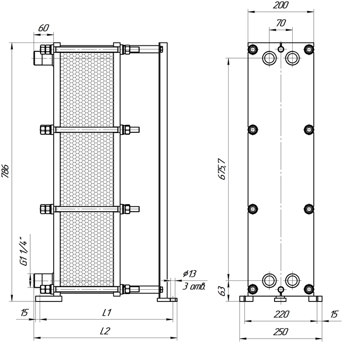 Пластинчатый теплообменник эскиз