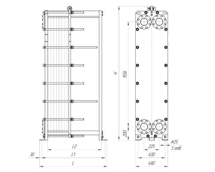 Пластинчатый теплообменник чертеж