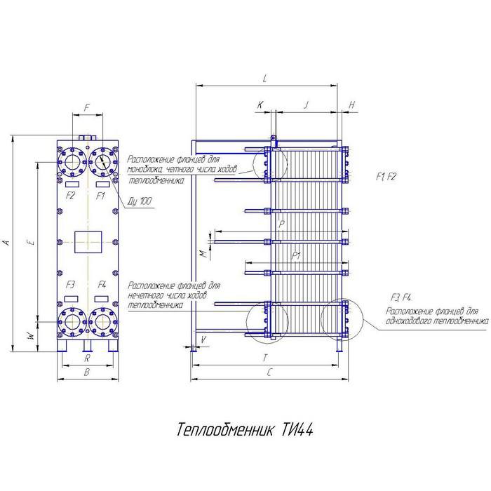 Пластинчатый теплообменник чертеж