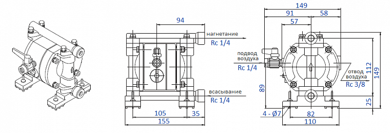 Насос воздушный чертеж